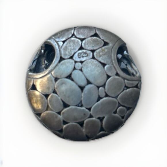 Pebble Dot Circular Necklace Pendant 925 Sterling Silver 1 1/8” - Picture 2 of 2